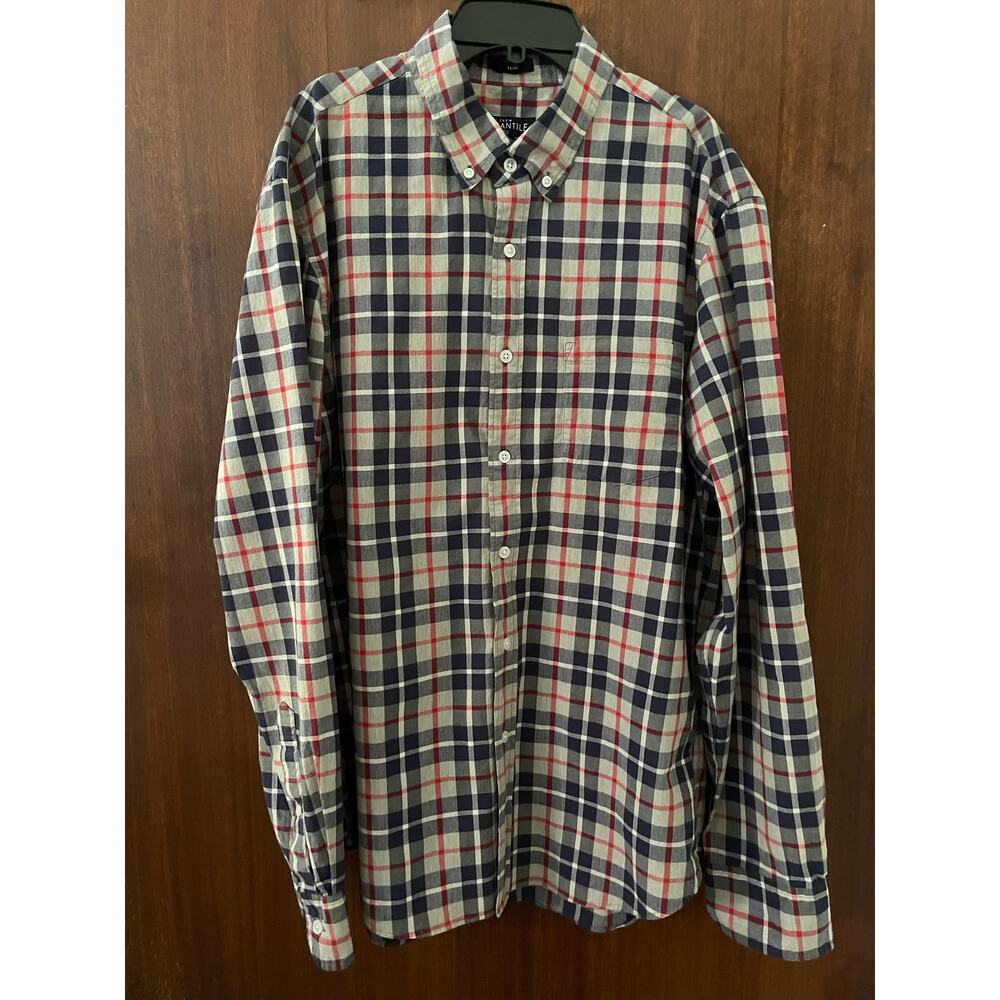 J.Crew Mercantile Flex Men's Large Slim Long Sleeve Button Down Red, White Blue